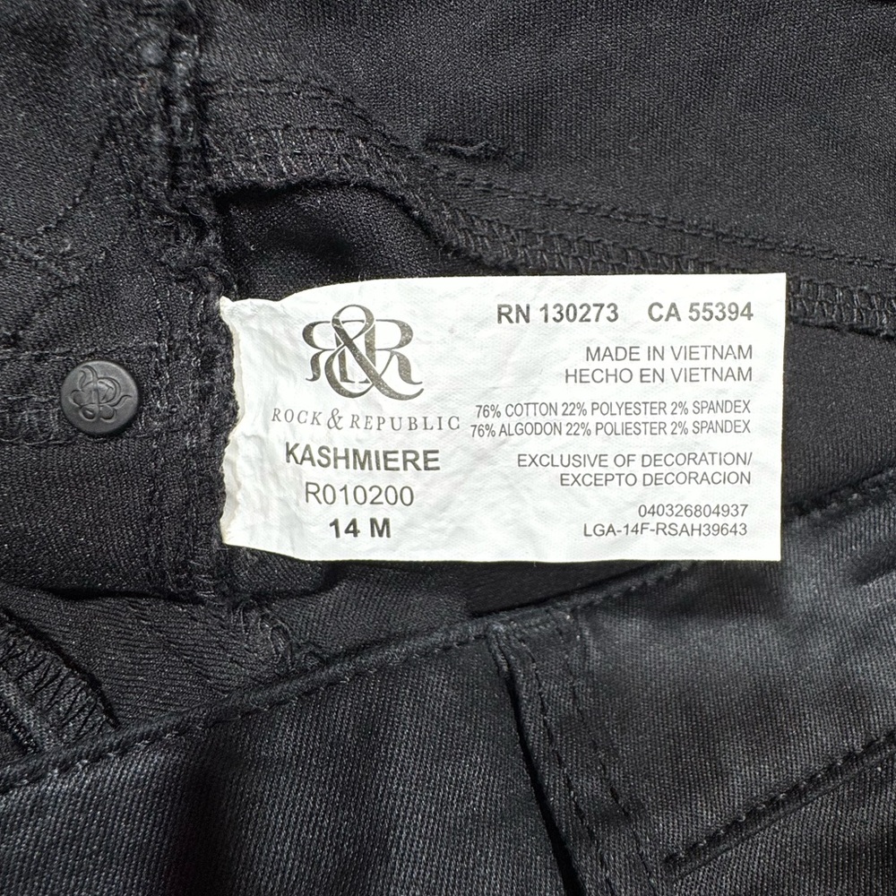 Rock & Republic Women’s Kashmiere Shiny Black Skinny Jeans - Picture 4 of 13